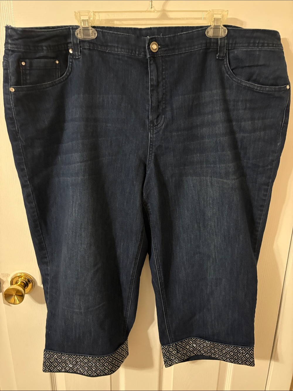 Christopher & Banks Indigo Denim Bermuda Shorts with Patterned Cuff